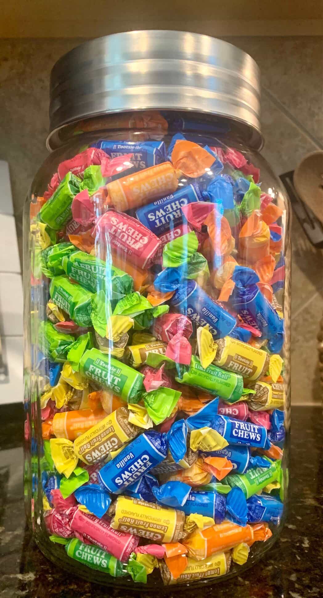 Jar of Candy with Fruit Toostie Rolls